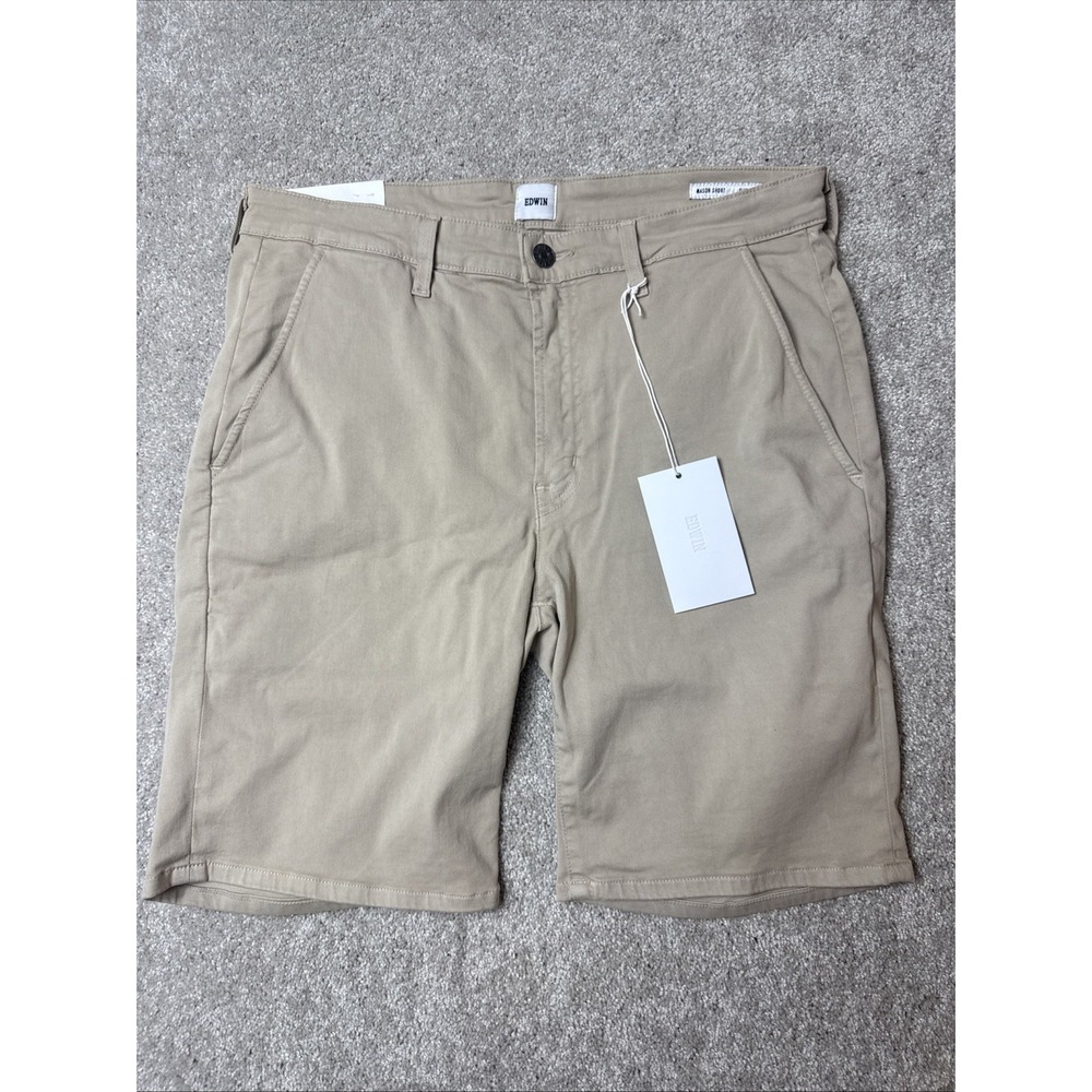 Edwin Mason Slim Chino Shorts Men's Size 30 Mid Rise Khaki Endurance NWT $118